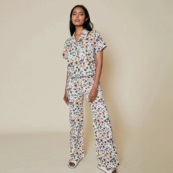 Rachel Antonoff Mike Pant Pressed Flowers Wide Leg High Rise Pants Size 4 - Picture 4 of 14